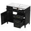 Rangement de salle de bain autoportant de 36 po avec lavabo, armoire avec 5 tiroirs, porte à fermeture en douceur, lavabo en céramique et tablette réglable-1475801675