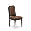 Ensemble de salle à manger moderne du milieu du siècle, composé de 7 pièces : une table ronde et 6 chaises en polyester texturé marron avec haut dossier et finition noire sablée.-612334880-612334885