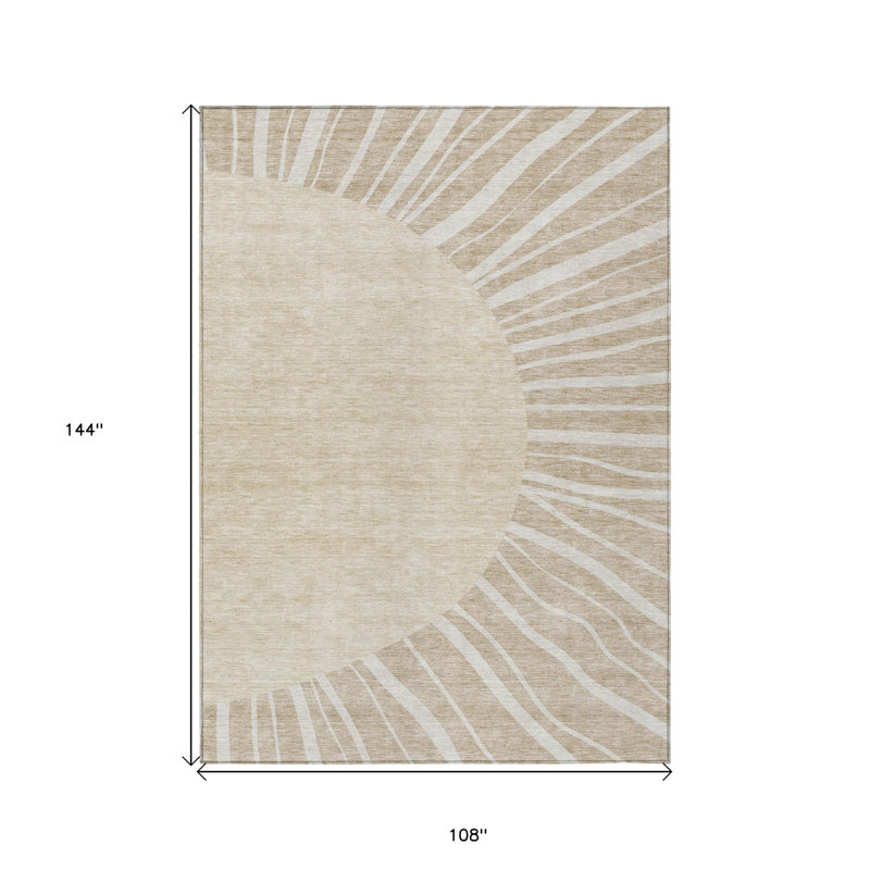 Tapis intérieur lavable abstrait 9 pi x 12 pi beige