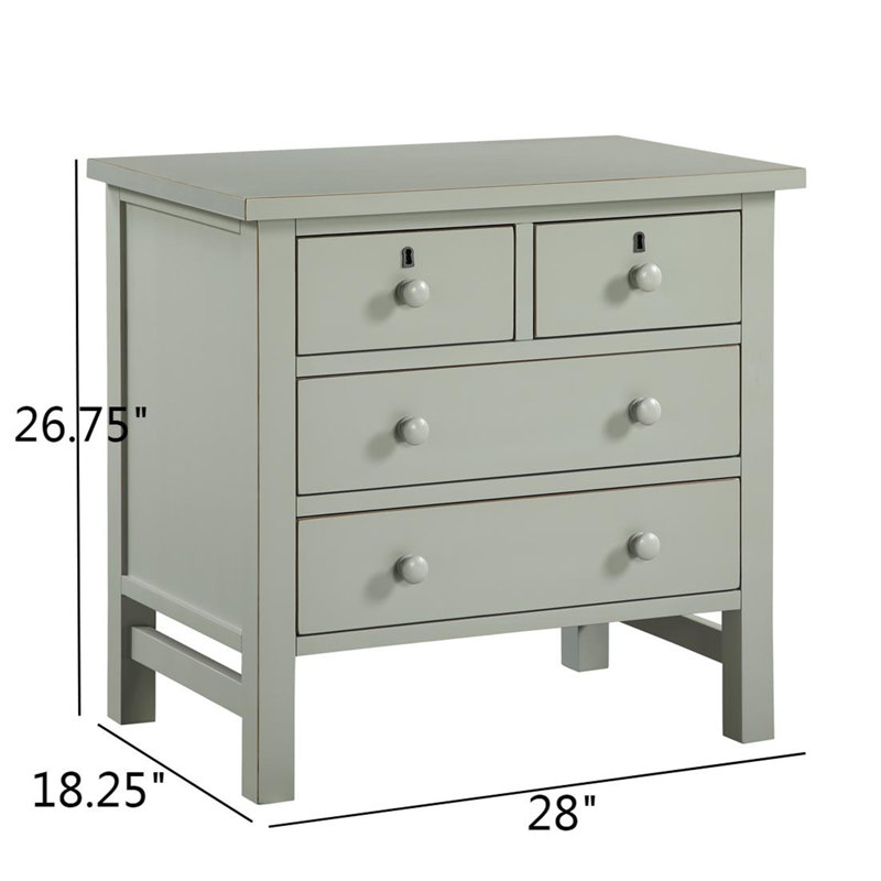 Table de chevet avec 4 tiroirs Modern Georgina, Gris antique