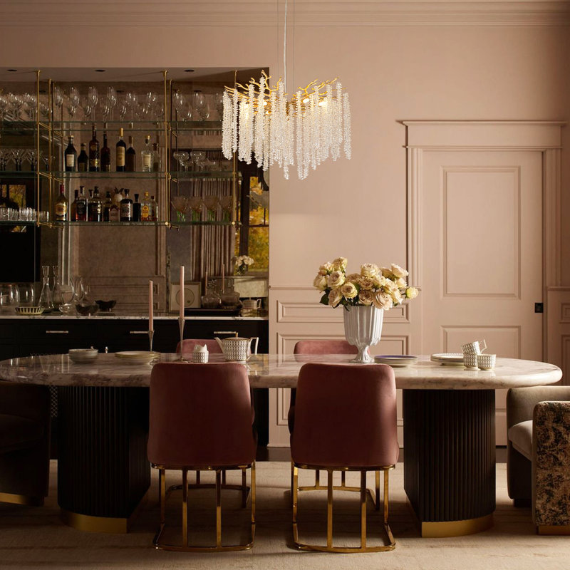 Lustre en forme de branche en cristal 8 lumières 8 pièces pour salon, salle à manger