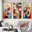 «Geometric Abstraction Focus IV», 3 pièces sur toile-271824125-271824121