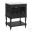 Meuble-lavabo rétro avec lavabo en céramique, deux tiroirs et tablette ouverte pour un rangement efficace et un décor élégant.-542979683