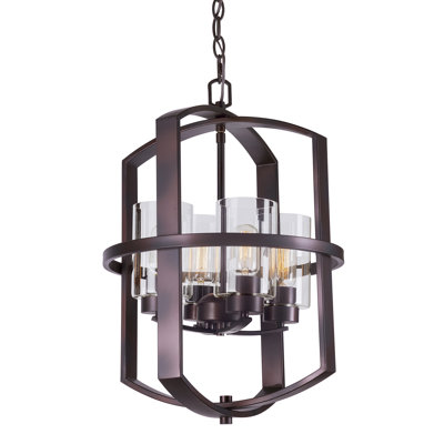 Luminaire suspendu lanterne rectangulaire 4 lumières