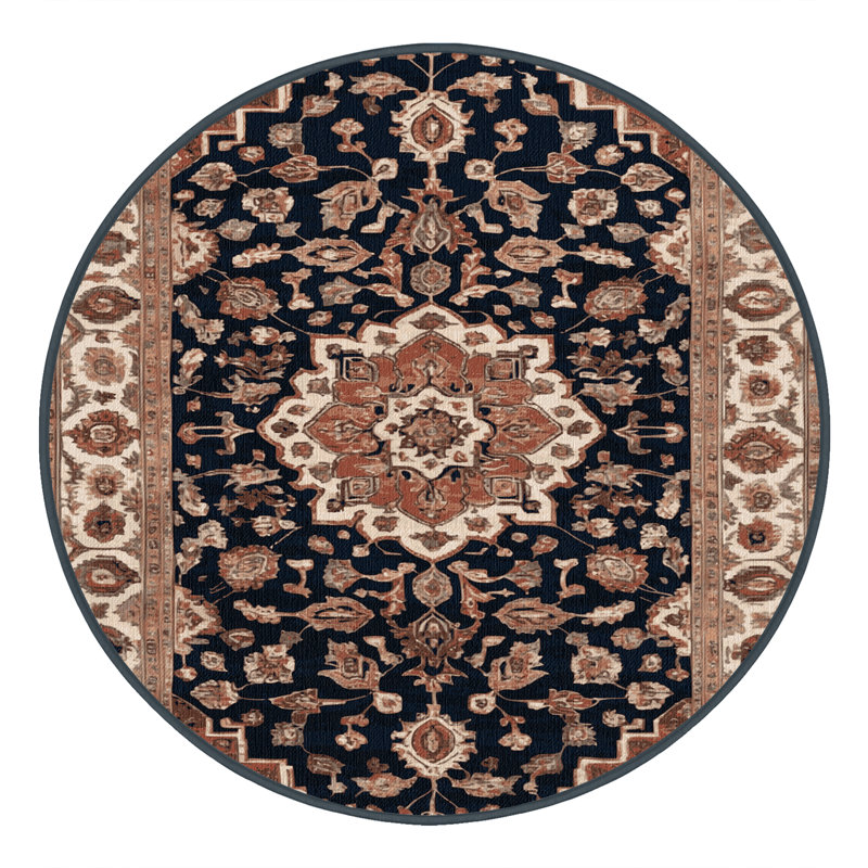 Tapis brun lavable à la machine, Rond 3 pi