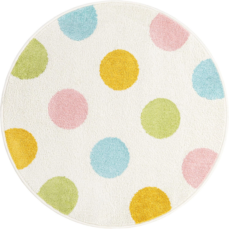  Polka Dots Whimsy Kids Rug, Round 3'3"