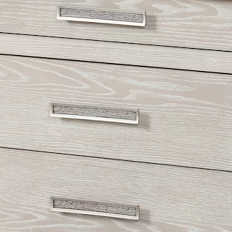 Table de chevet Loji, 3 tiroirs, plateau en marbre blanc, gris vieilli, 29 pouces