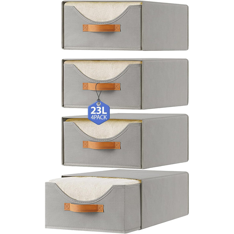 Ensemble de 4 paniers de rangement pour vêtements 16,5 po