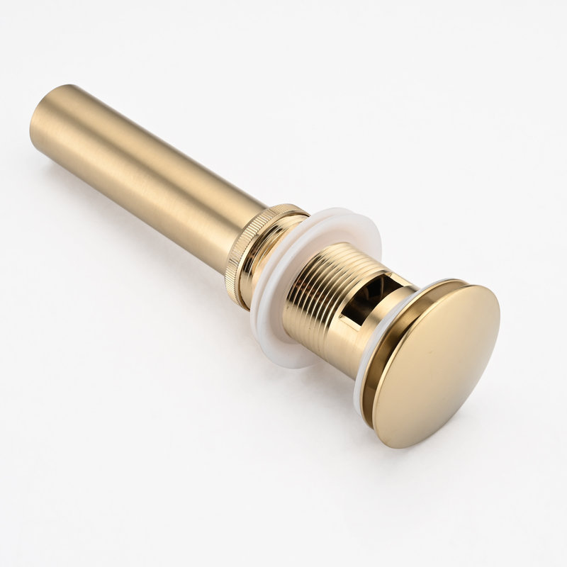 Bathroom Pop-Up Drain Assembly Vessel Sink Drain Stopper with Overflow, Brushed Gold
