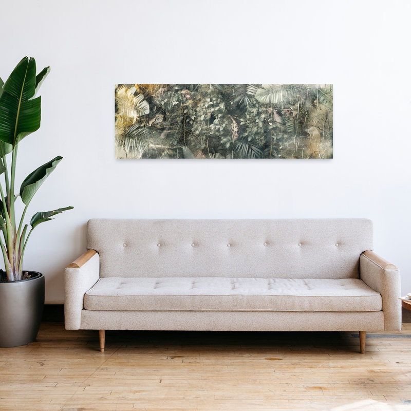 «Overgrown Green Jungle», art floral rétro élégant, forêt rétro, H 48 po x l 16 po