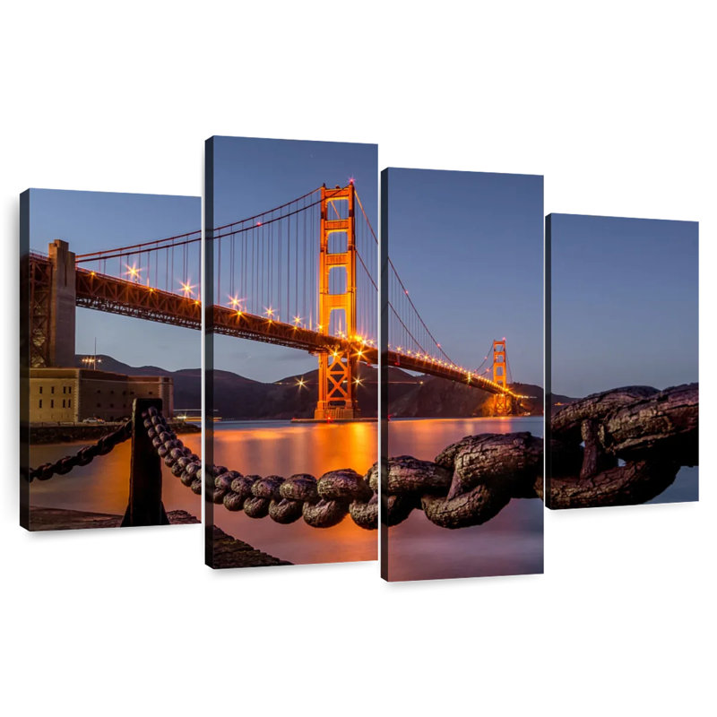 Soirée au Golden Gate Bridge, H 54 po x l 84 po