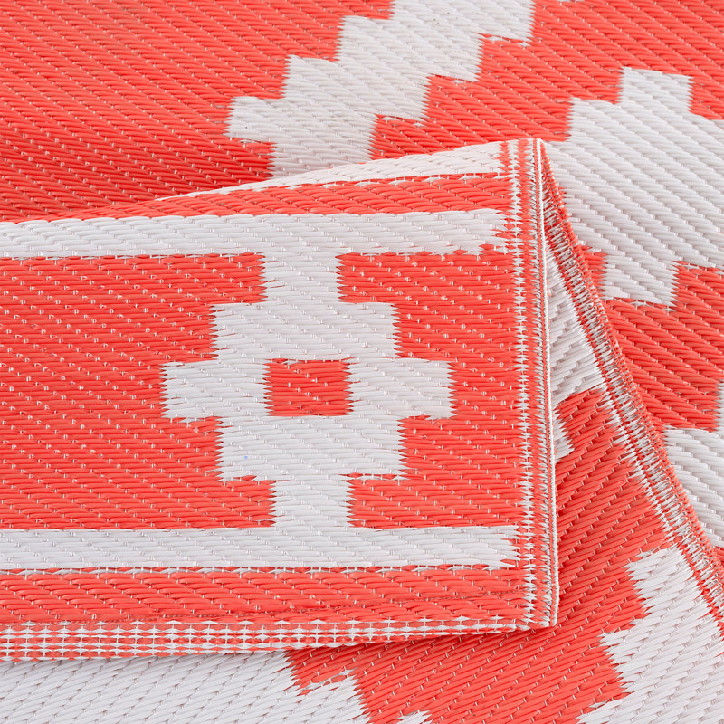 Tapis orange intérieur / extérieur Helis Southwestern, Rectangle 4 pi x 6 pi