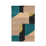 Rectangle Malachite Abstract Flatweave Cotton Area Rug in Blue/Beige