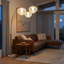 Lampe sur pied à arc 3 lumières Bloom - laiton patiné, base en marbre blanc, abat-jour en satin blanc, gradateur-133044019