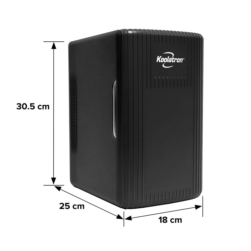 Koolatron Mini Fridge 6L 8 Can Portable Cooler Warmer for Bedrooms Drinks, Black