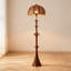 Lampe sur pied en fer forgé et rotin French Mid-Century
