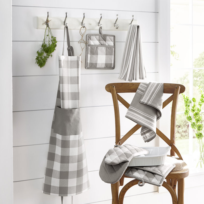 Tablier de cuisine Skookum Farmhouse Living Buffalo Check, Gris