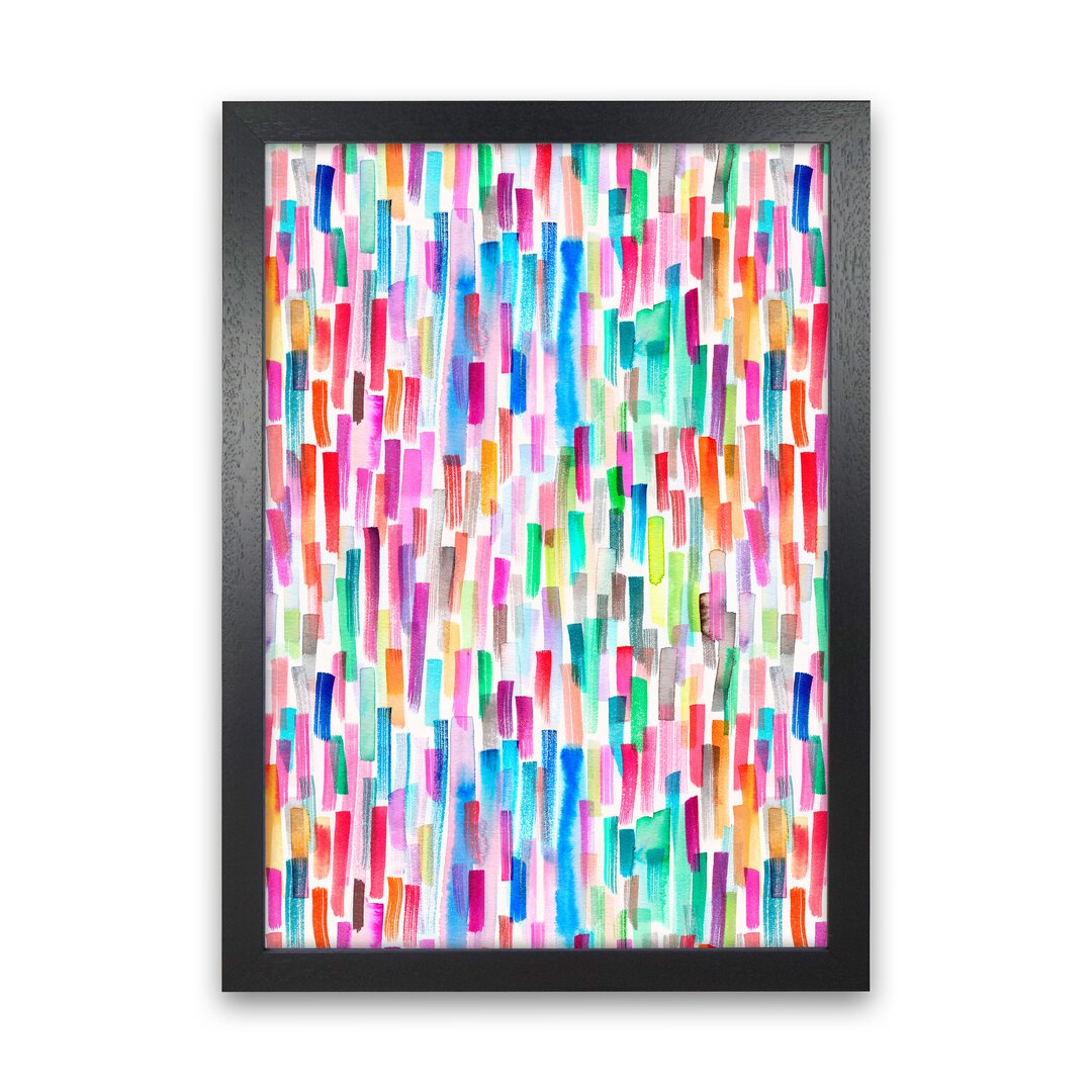 Papierbild - Grafikdruck „Colorful Brushstrokes Black”