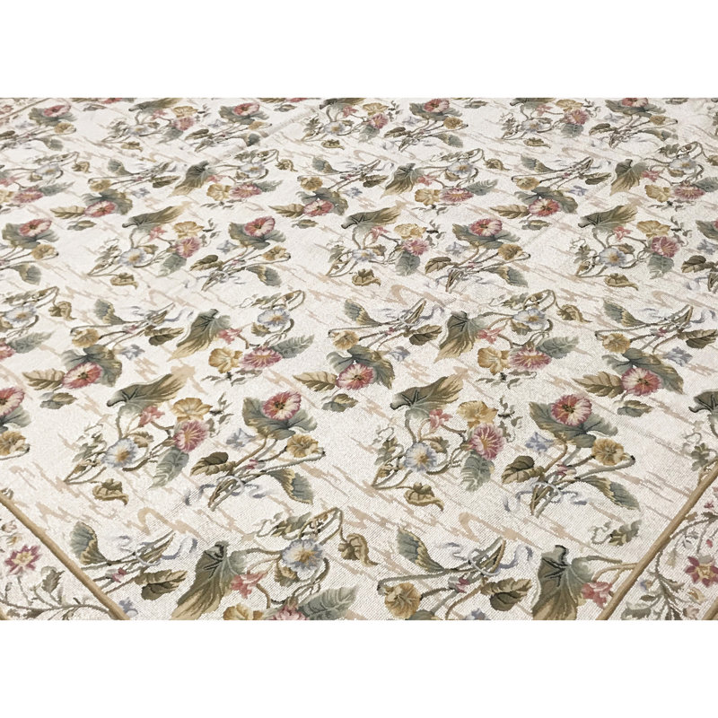 Hand-Knotted High-Quality Ivory Area Rug