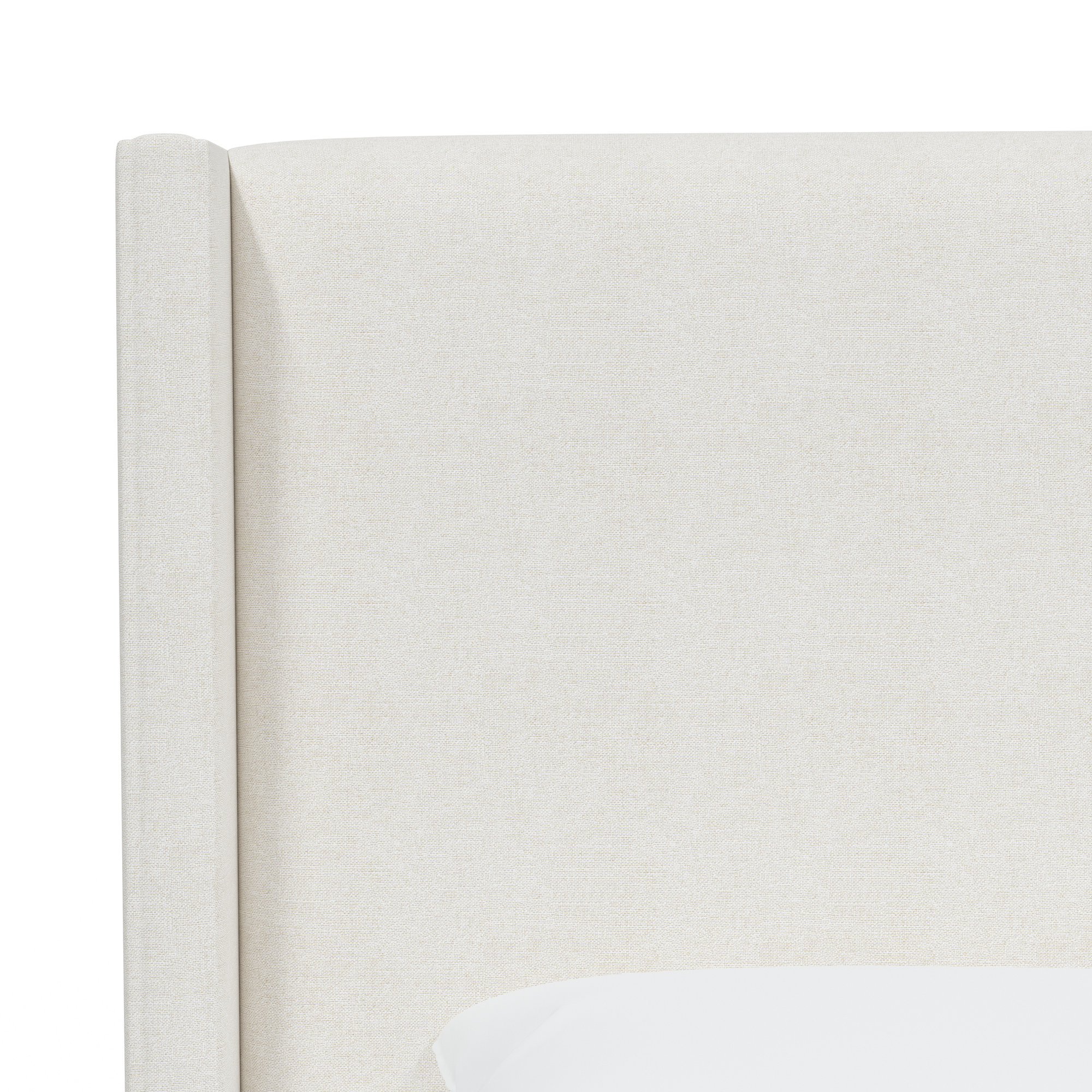 Hanson Upholstered Wingback Bed, California King, Zuma White Textured Linen
