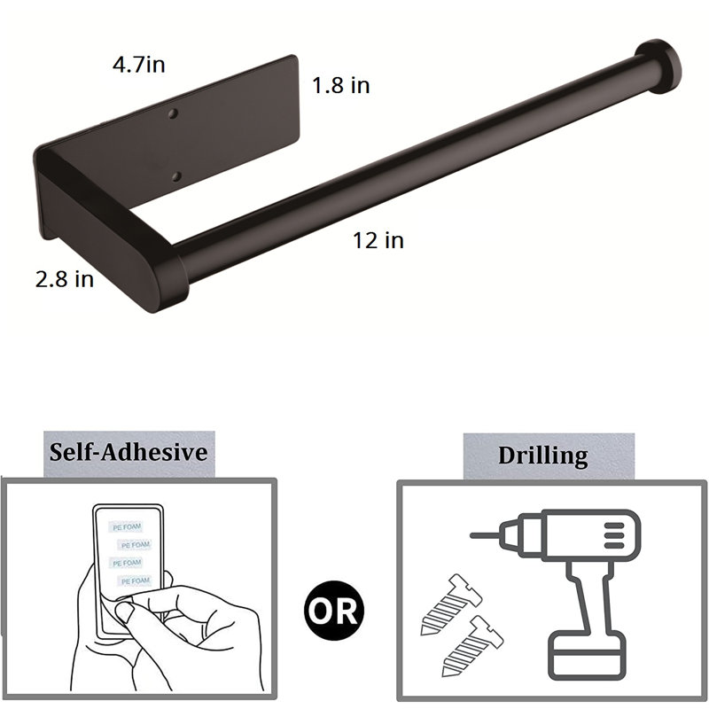 2 Pack Wall Mount Paper Towel Holder, Matte Black