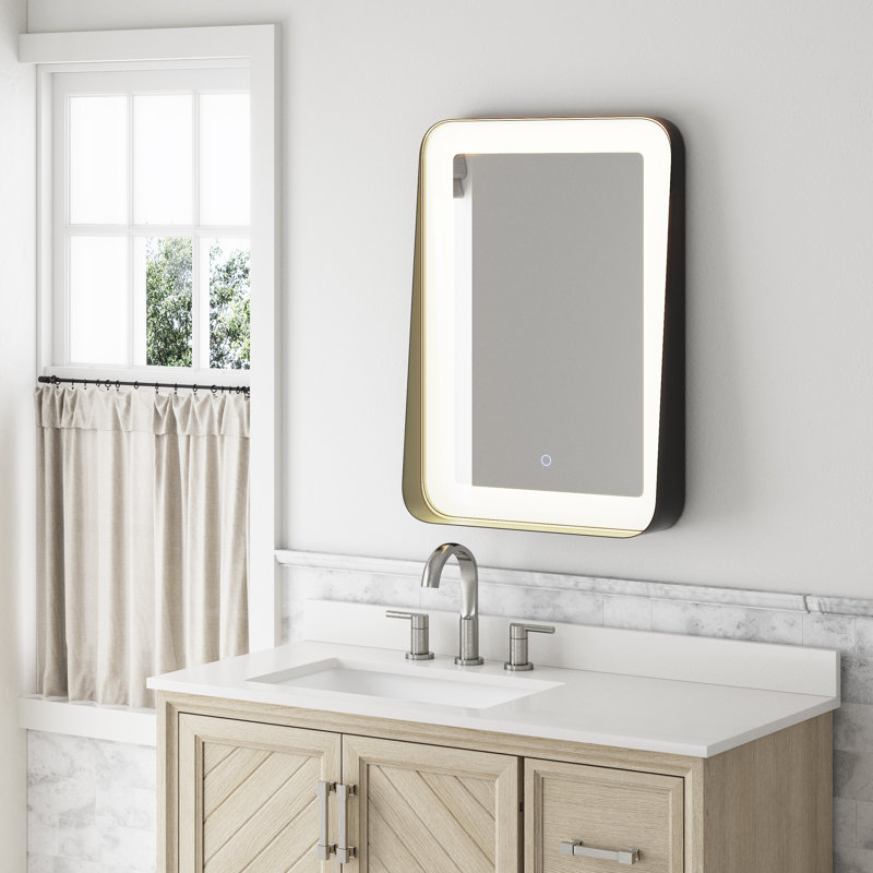  Rectangular Framed LED Bathroom Mirror, 28" x 20"