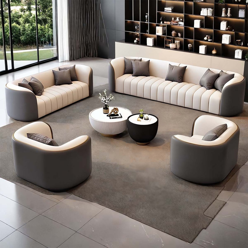Business Reception Sofa Set in Sober Gray