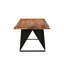 Table de salle à manger 80 "en bois massif brun et noir avec rebord en fer