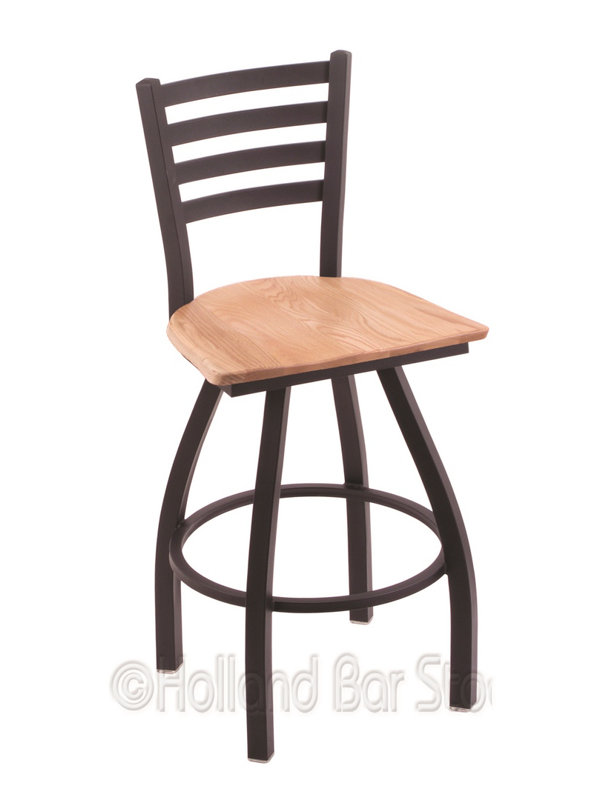 Tabouret de bar pivotant de 30" Evers, Noir froissé, Chêne naturel, Tabouret de bar (siège d’une hauteur de 30 po)