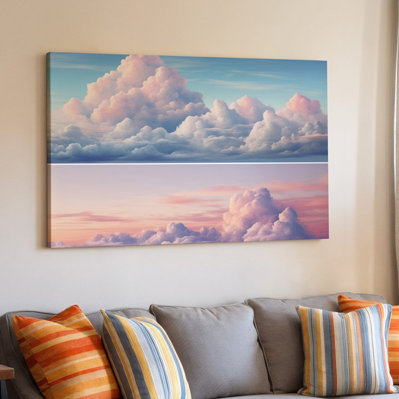 Toile "Un ciel serein rempli de doux nuages moelleux dans un art mural", H 20 po x l 30 po