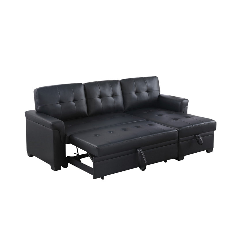 Canapé modulaire en cuir Gedalya, Similicuir noir