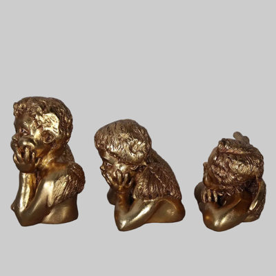 Small Gold Raphael's Angels Set of 3 Statues