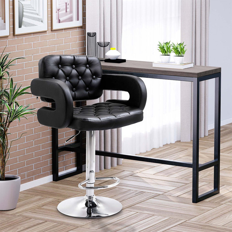 Bigvai Adjustable Height Counter Stool with Metal Frame, Black