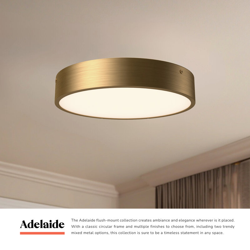 Orland LED Flush Mount, 2" H x 11.13" W x 11.13" D, Aged Gold