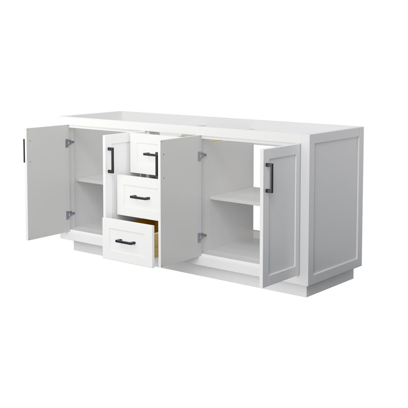 Miranda 72" White Double Freestanding Vanity with Matte Black Hardware