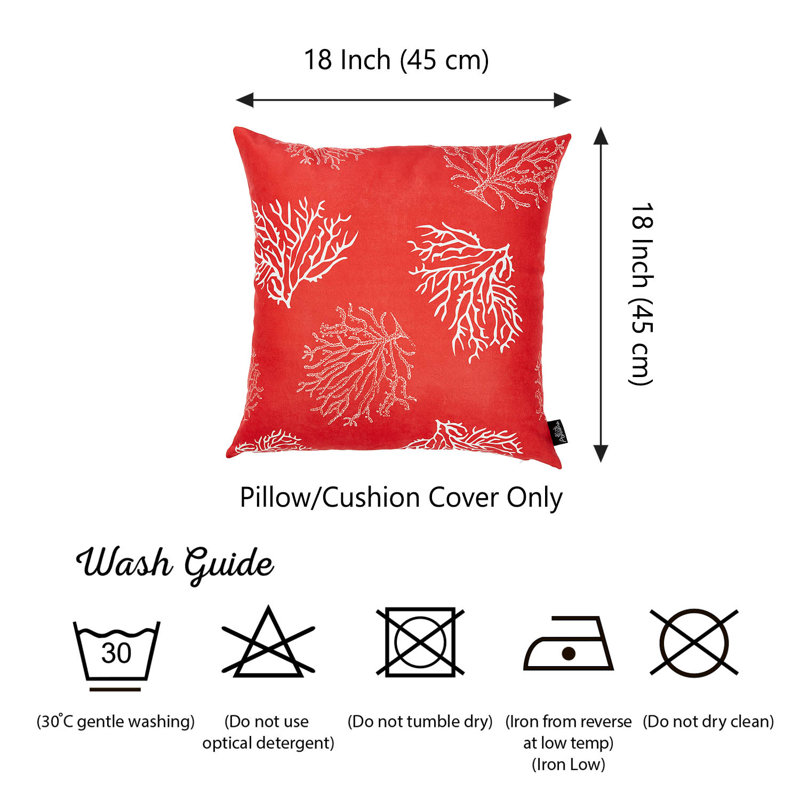 Red and White Coral Print Throw Pillow Covers Set of 4