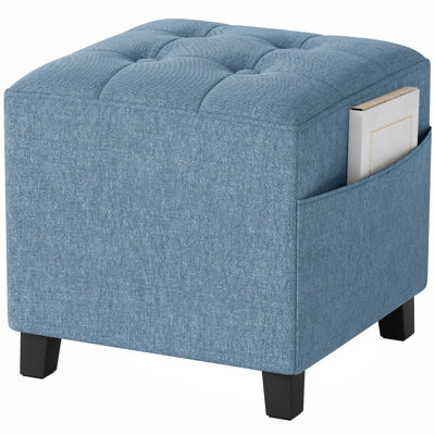 HOMCOM Small Ottoman with Side Pocket Living Room