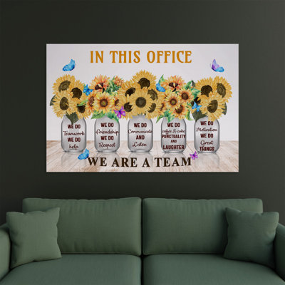 Tournesols - Dans ce bureau, nous sommes une équipe, toile tendue avec châssis