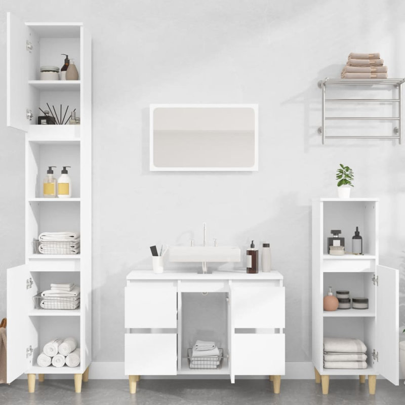 Tonsina Freestanding Bathroom Cabinet, White/Natural