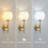 Gold Battery Operated Wall Sconces Rechargeable Wireless Wall Lights with Milky White Frosted Glass 12 RGB and 3CCT Dimmable, Wall Lamps with Remote for Bedroom Living Room