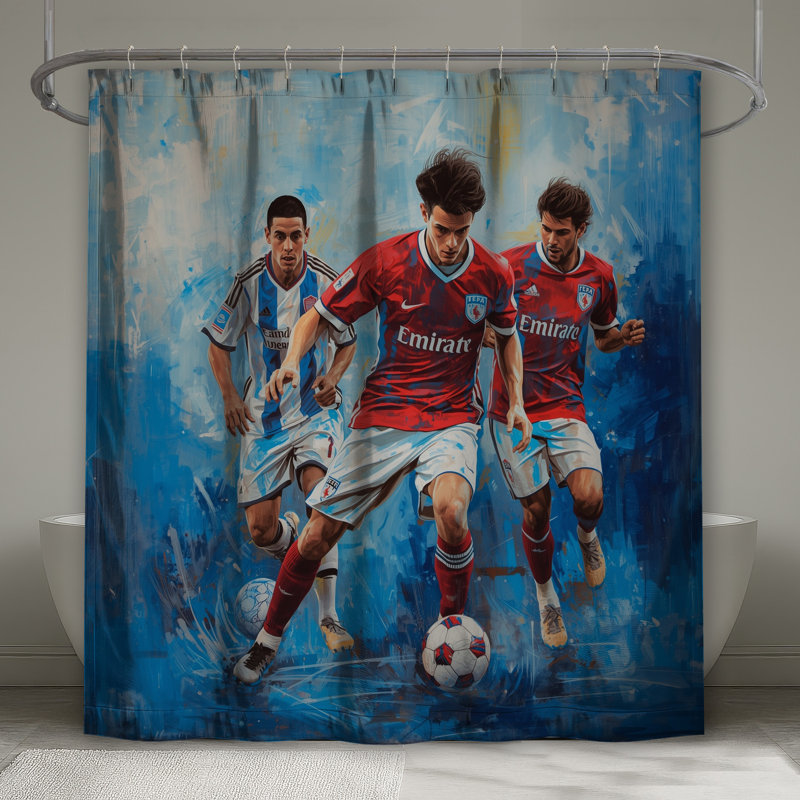 Rideaux de douche Soccer joueurs en action très longs, L 70 po x H 93 po