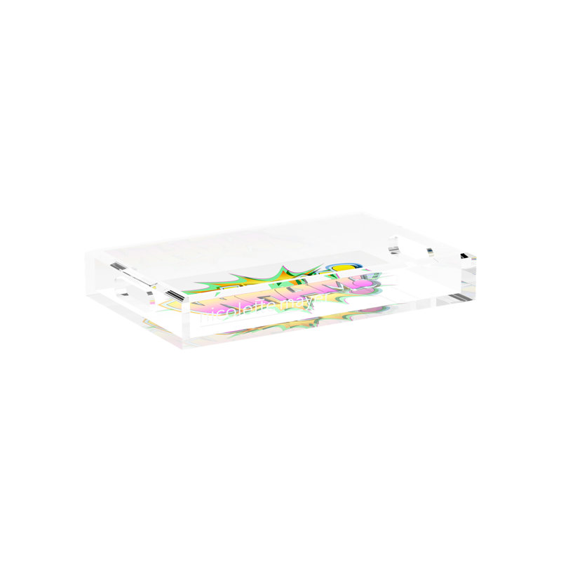 Wham Yellow Pink Acrylic Rectangle Decorative Tray, 12.5"W x 7.75"D x 2"H