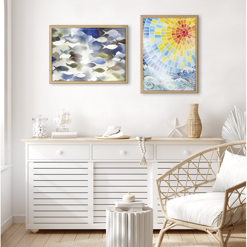 « Sous le soleil hawaïen » de Janet Meinke Lau – Tableau sur verre encadré, Naturel