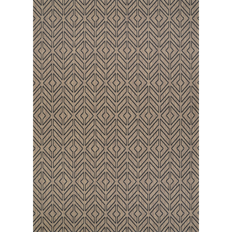 Tapis intérieur / extérieur noir Tayeb, Rectangle l 90 po x L 129 po