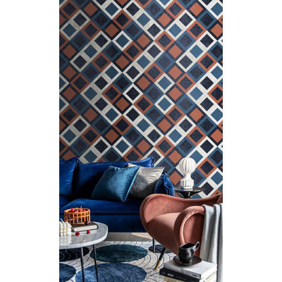 Geometric Pattern Red Square Wallpaper