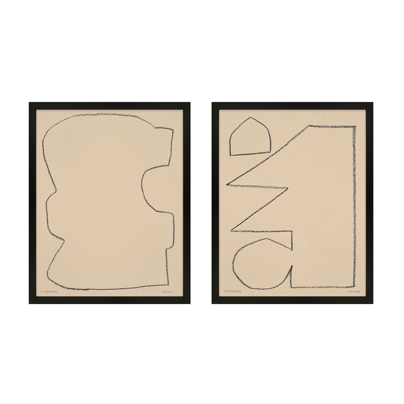 Outlines 9 And 10 Print by Michael Kempen, 20" H x 16" W x 1.25" D, Black