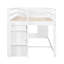 Lit mezzanine simple blanc avec armoire en bois massif, armoire et tablette-715480556