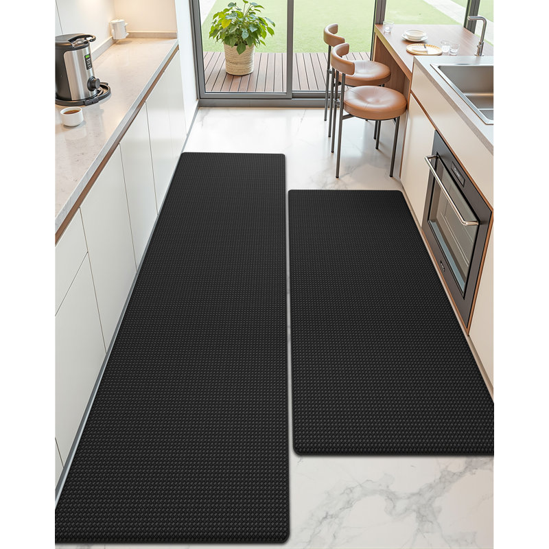 Tapis de cuisine antidérapant en mousse à mémoire de forme Vyolette, Noir, Tapis de couloir 23,6 po x 59 po + 23,6 po x 86 po