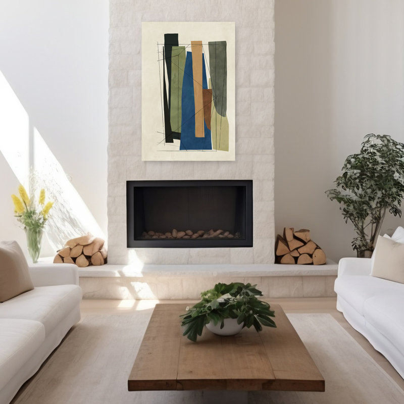 Sync II, art géométrique minimaliste abstrait, H 48 po x l 32 po