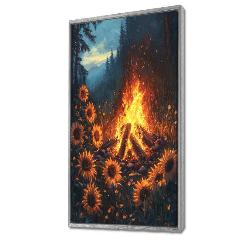 Dorus Country Side Firelight Sunflowers - Tournesols, art mural, H 60 po x l 28 po, Reproduction encadrée sans passe-partout